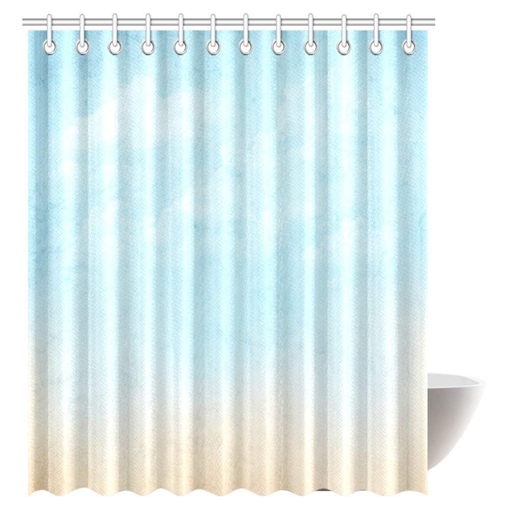 Sky Decor Shower Curtain, Mystical Sky with Fluffy Clouds Heavenly Inspirational Hope Pastel Colored Nature Fabric Bathroom Shower Curtain Set with Hooks