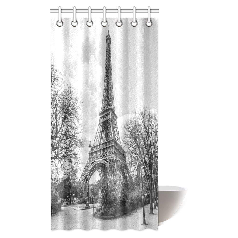 Eiffel Tower View from Road European Popular Sign for Paris Monumental Landmark Image Fabric Bathroom Shower Curtain