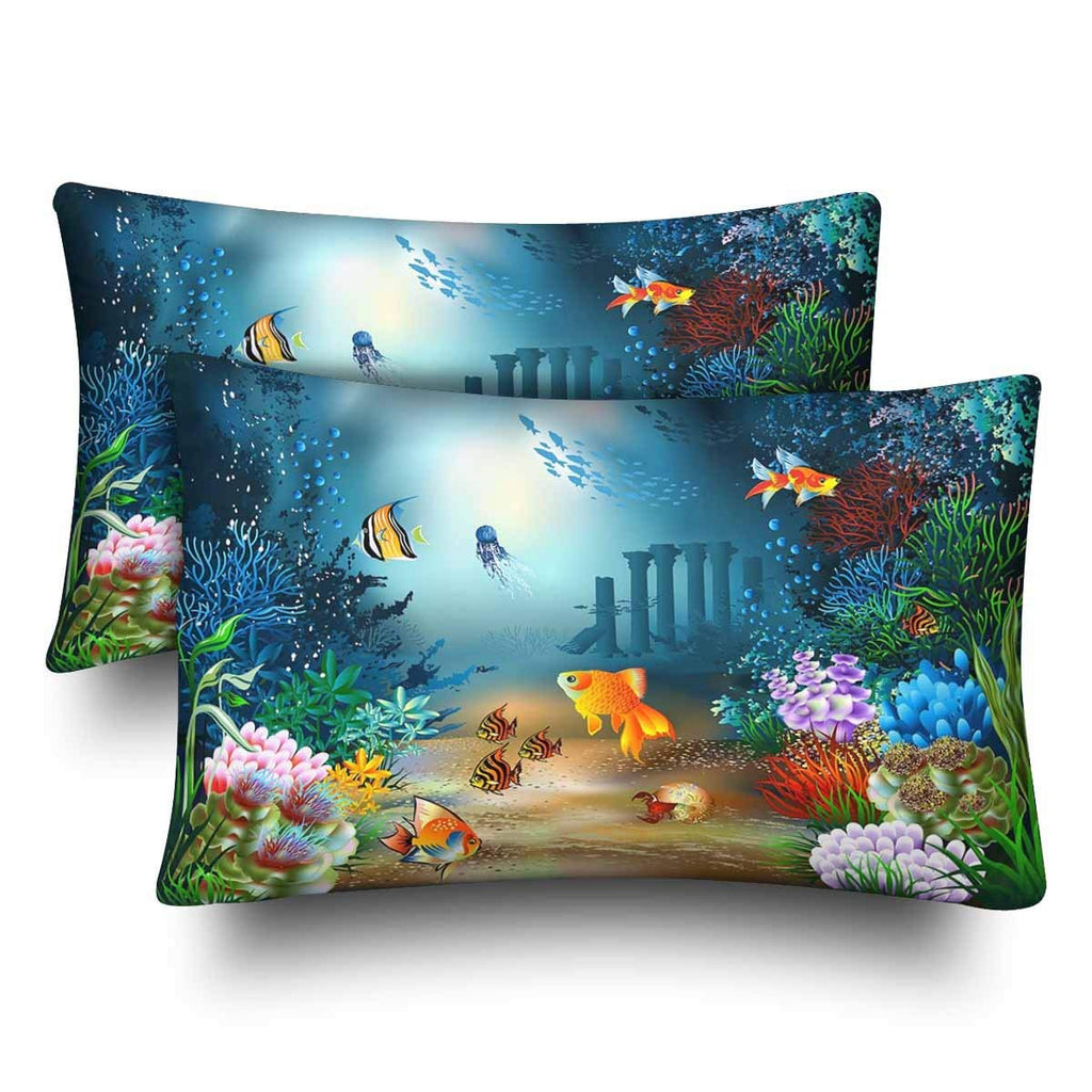 Ocean Underwater World Sea Fish Animal Coral Pillow Cases Pillowcase Standard Size 20x30 Set of 2