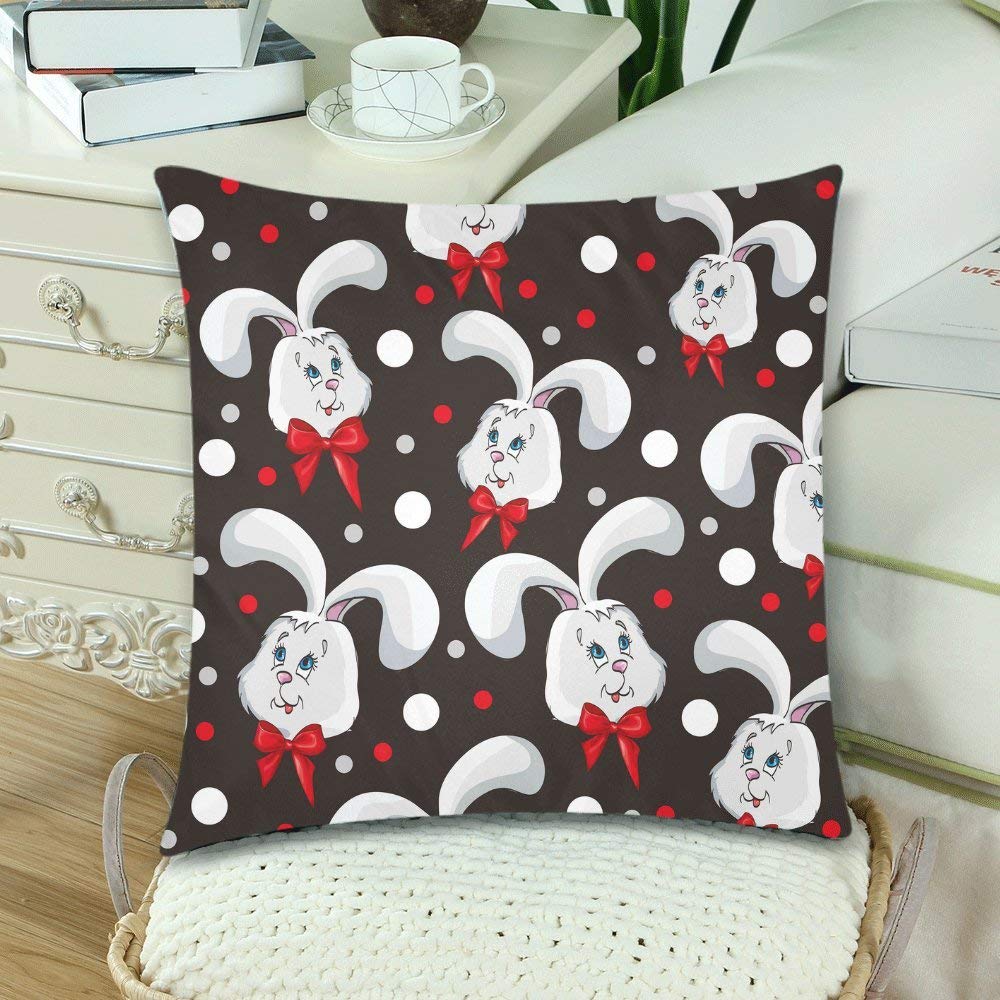 Custom Head of Rabbit and Bow 18x18 Pillow Cover Cushion Case