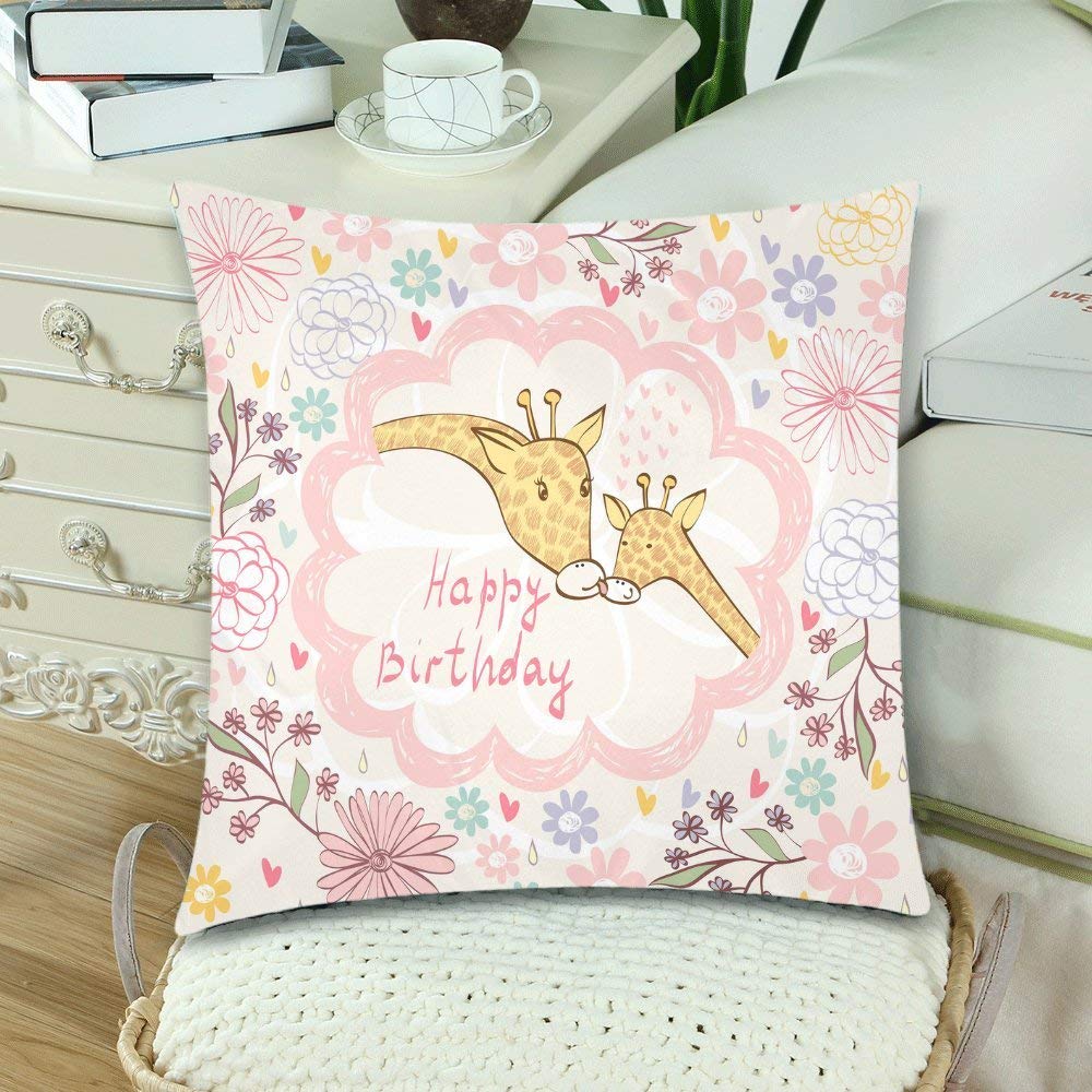 Baby Giraffe and Mom Throw Pillow Cover Cushion Case 18x18