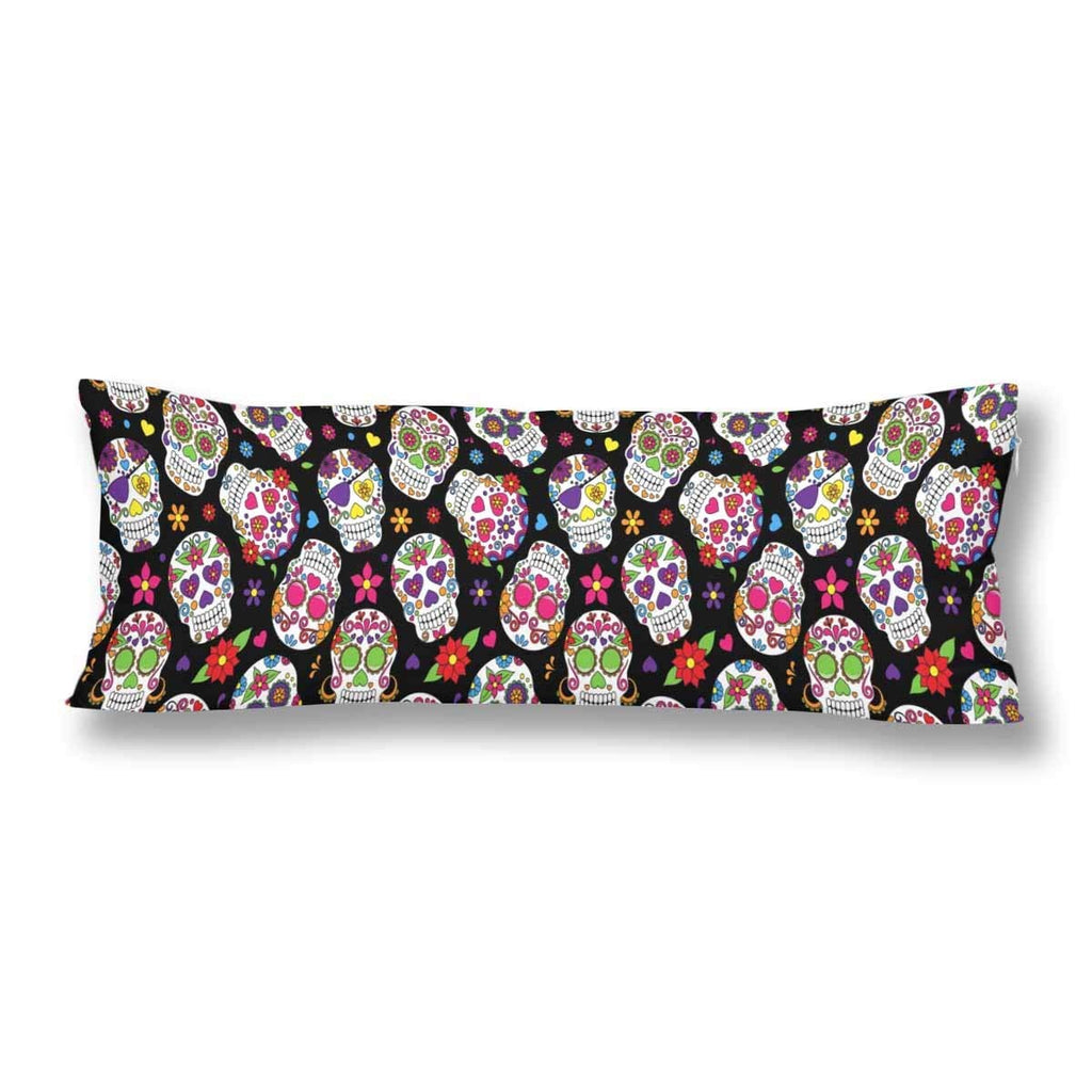 ugar Skull Day of The Dead Flower Body Pillow Covers Pillowcase with Zipper 21x60 Twin Sides