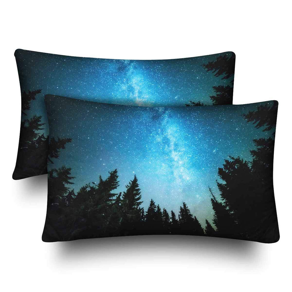 Night Sky Forest Tree Starry Night Pillow Cases Pillowcase Standard Size 20x30 Set of 2