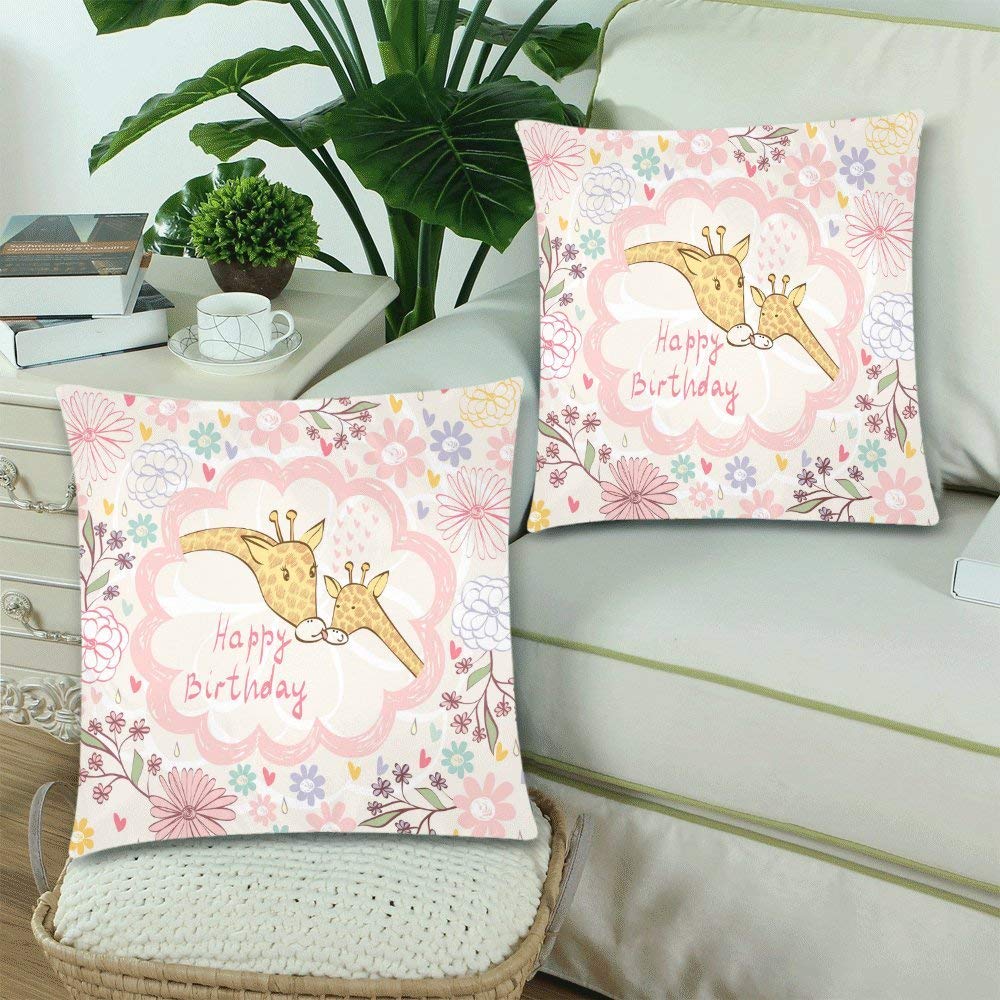 Baby Giraffe and Mom Throw Pillow Cover Cushion Case 18x18