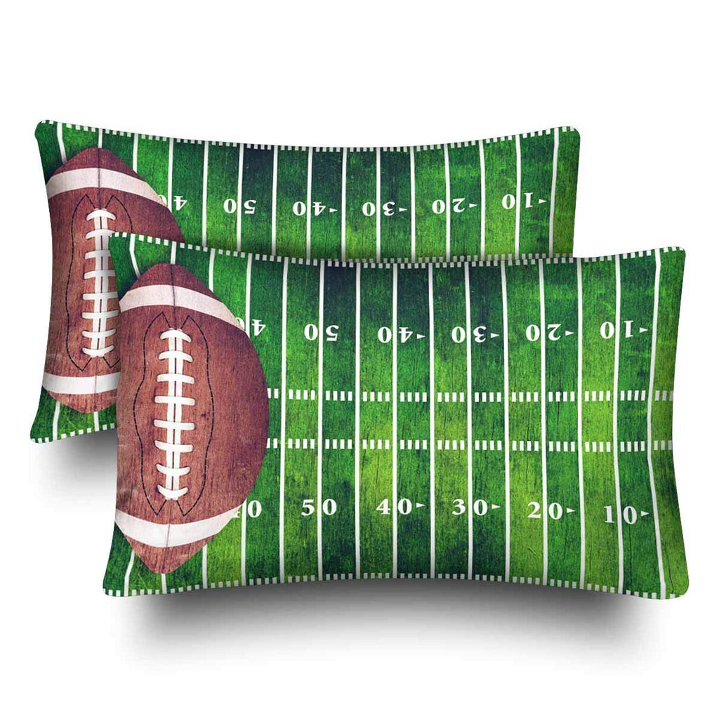 Retro Grunge American Football Field Sport Ball Pillow Cases Pillowcase Queen Size 20x30 Set of 2