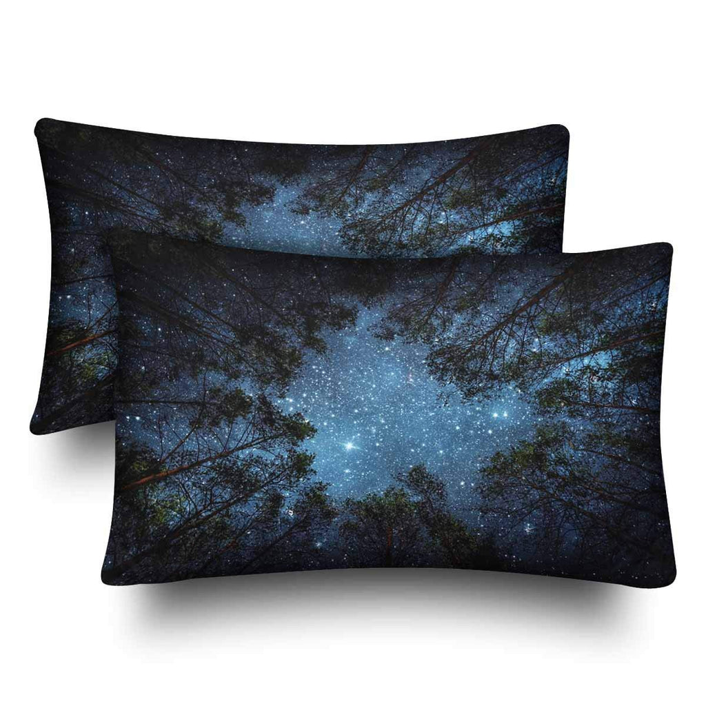 Night Sky Milky Way Trees Pillow Cases Pillowcase Standard Size 20x30 Set of 2