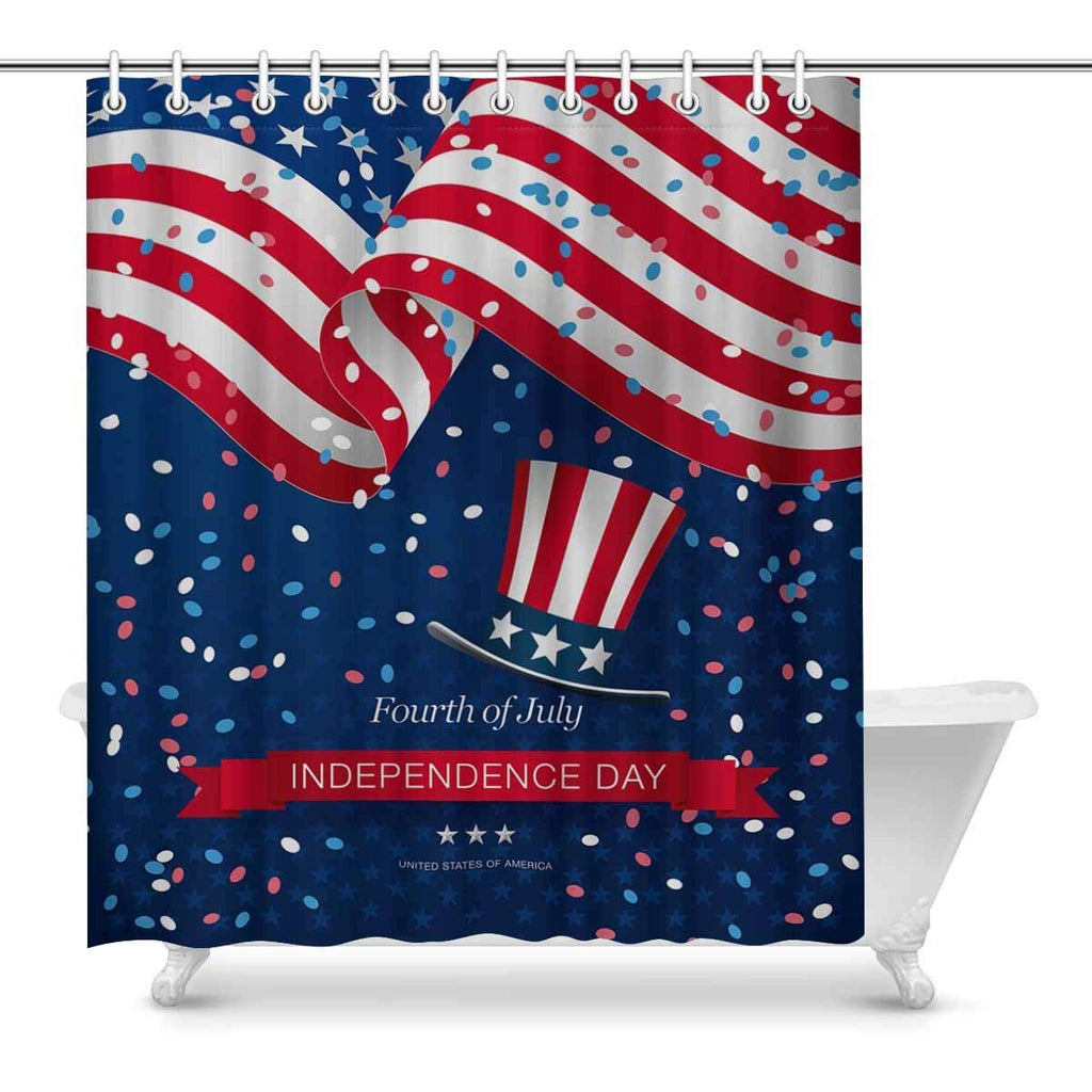 Fourth of July Independence Day Prints Shower Curtain for Bathroom Decorations Sets