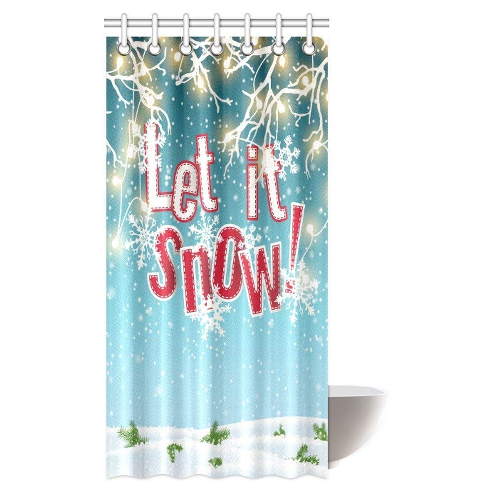 Let It Snow Shower Curtain, Electric Lights and Snow Abstract Sky and Clouds Fabric Bathroom Shower Curtain Set with Hooks