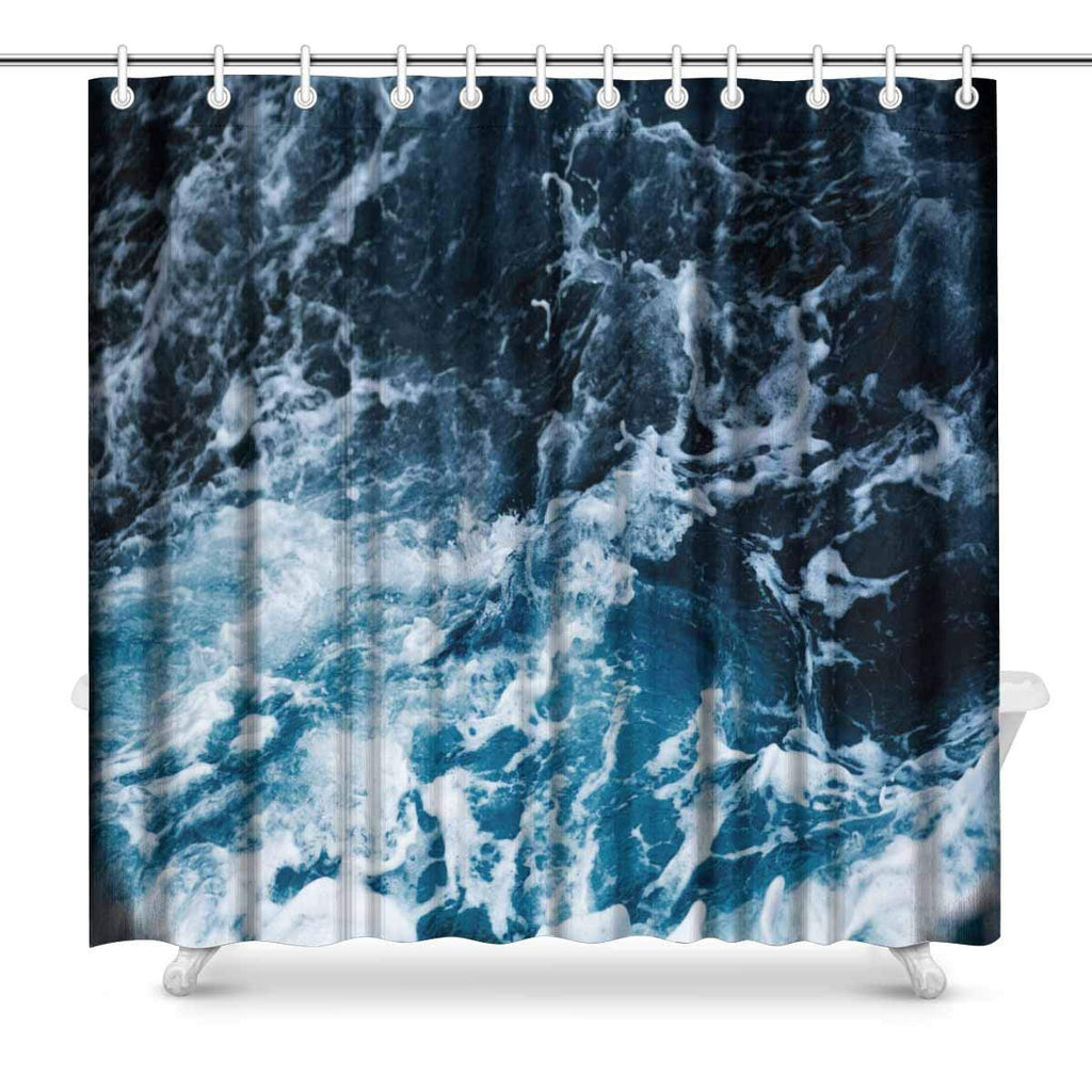 Waves in Ocean Splashing Waves Polyester Fabric Bathroom Shower Curtain 72 x 72 Inches