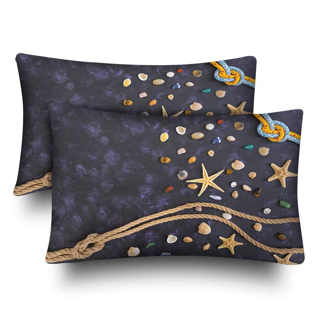 Coastal Starfish Seashell Beach Summer Holiday Pillow Cases Pillowcase Standard Size 20x30 Set of 2