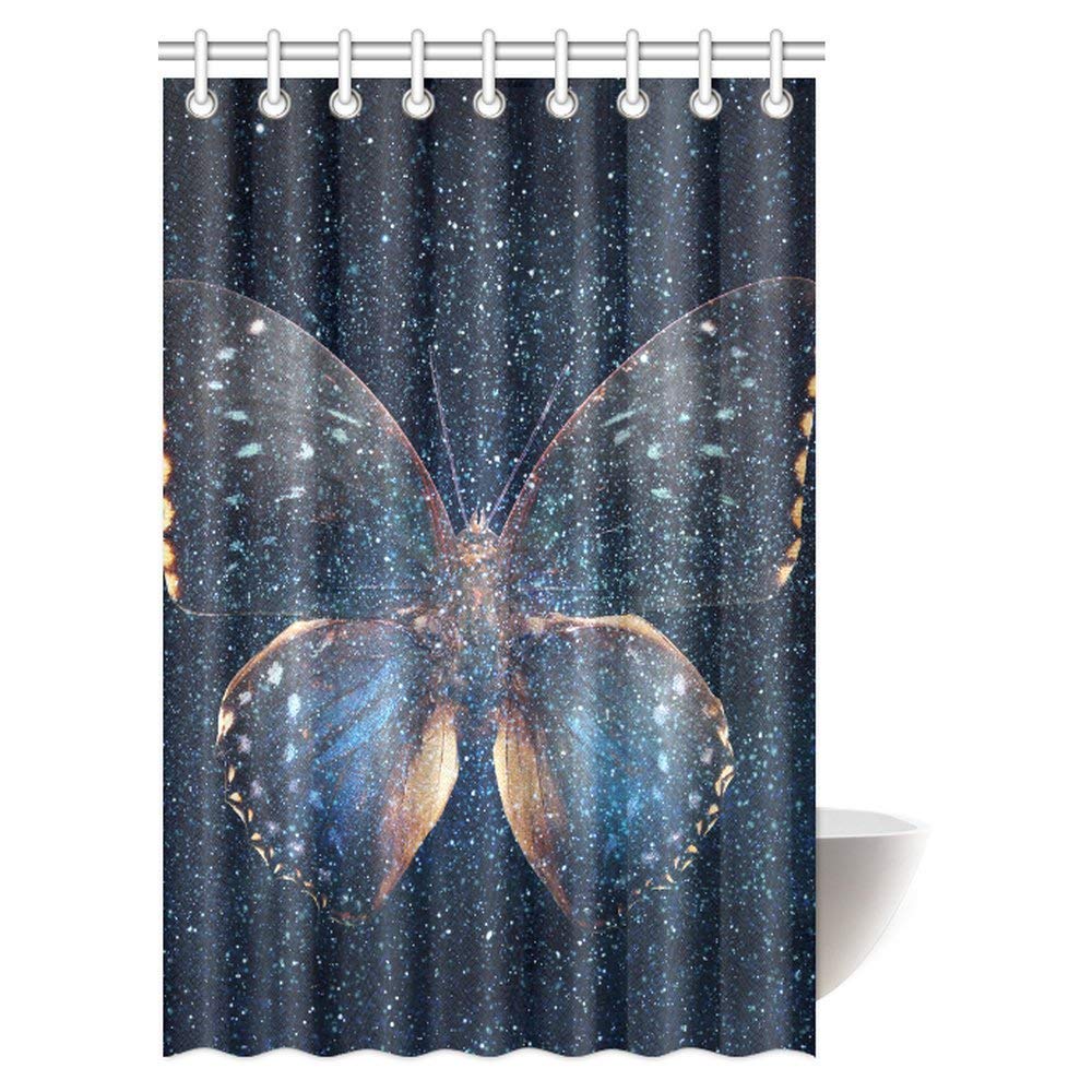 Butterfly Shower Curtain, Galaxy Butterfly Universe Filled with Stars Polyester Fabric Bathroom Shower Curtain