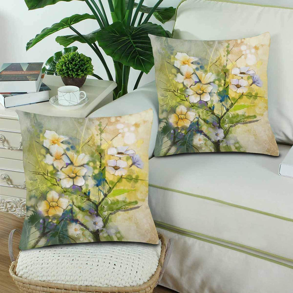 Japanese Cherry Blossoms Sakura Floral Spring Flower Seasonal Nature Throw Pillow Covers 18x18 Set of 2, Pillow Cushion Cases Pillowcase for Home Couch Sofa Bedding Decorative