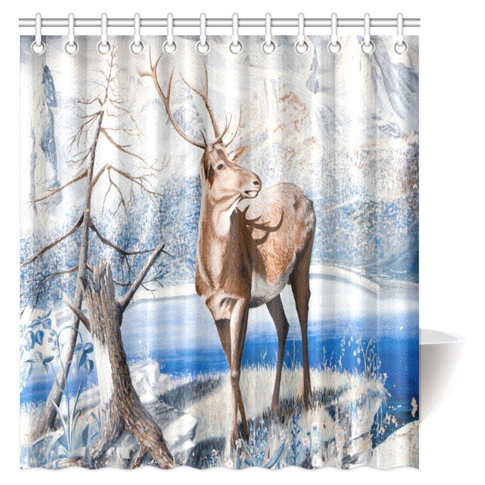 Animal Deer Dolomites Mountains Natural Life Design Shower Curtain