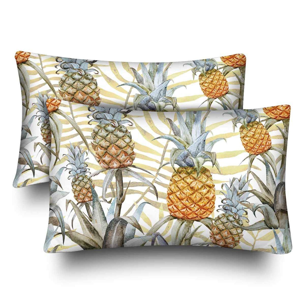 Watercolor Pineapple Palm Tree Pillow Cases Pillowcase Standard Size 20x30 Set of 2