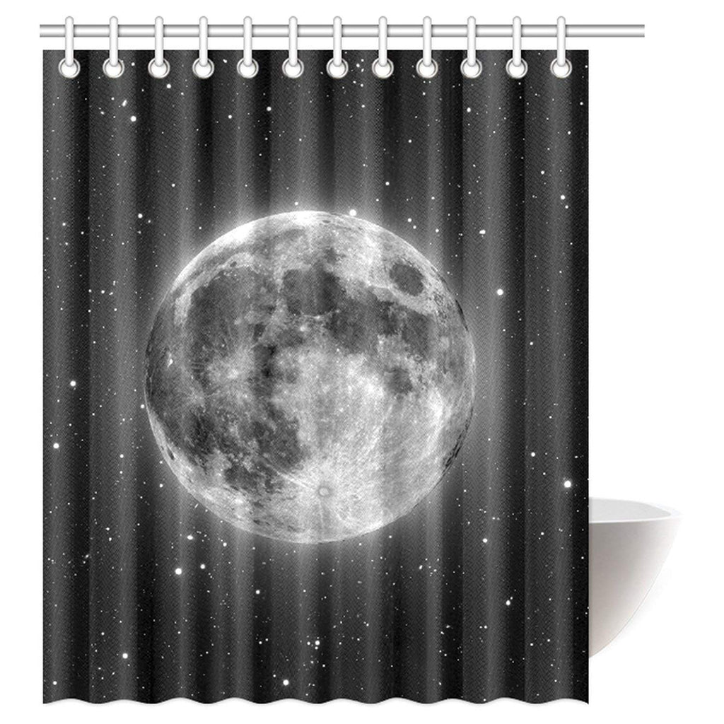 Black Moon Astronomy Space Waterproof Polyester Fabric 60"(w) x 72"(h) Shower Curtain and Hooks