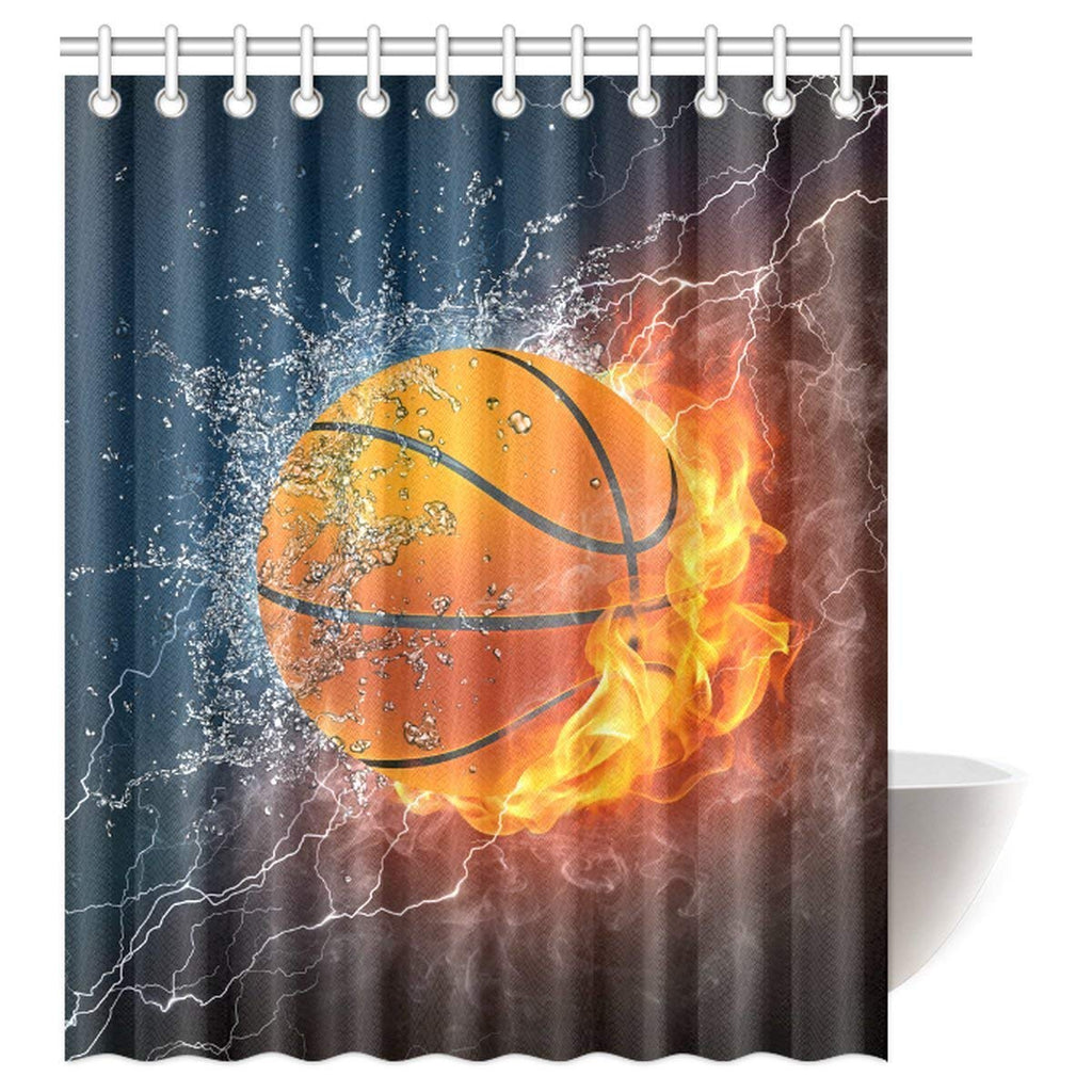 Basketball Waterproof Polyester Fabric 60 (w) x 72 (h) Shower Curtain